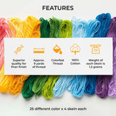 Embroidery Floss Rainbow Color 100 Skeins Per Pack Cross Stitch Thread Friendship Bracelets String Embroidery Thread Cotton Floss Bracelet Yarn Crafts Floss by ZIBELL (Rainbow)